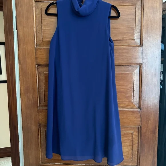 Vince Camuto | Dresses | Vince Camuto Mock Neck Blue Dress | Poshmark